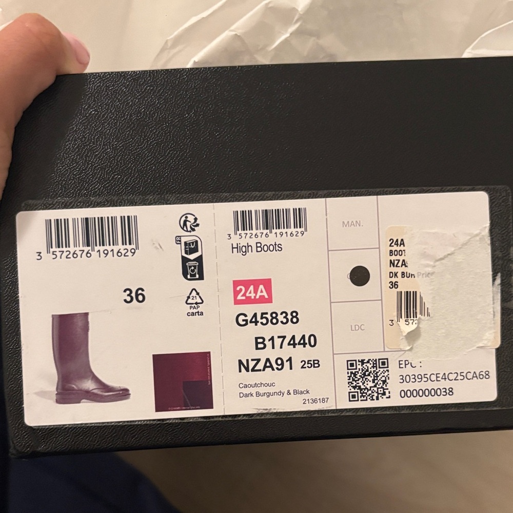 CHANEL Burgundy Rubber Rain Boots with Black Trim- Brand NEW - Picture 5 of 5